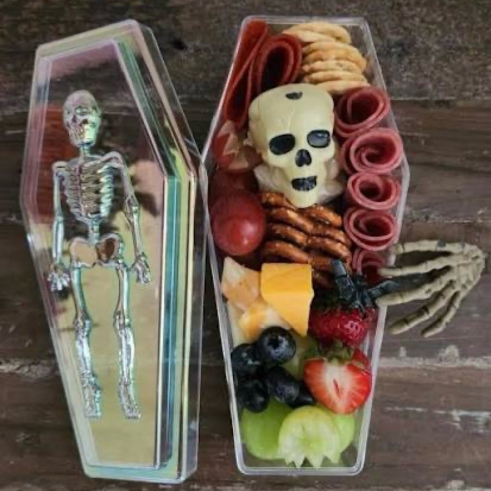 Skeleton Iridescent Coffin Shaped Containers
